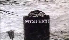 Cartoon of gravestone with the word Mystery