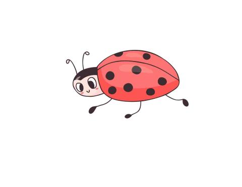 Sticker of a red ladybug drawn in a cartoon style. 