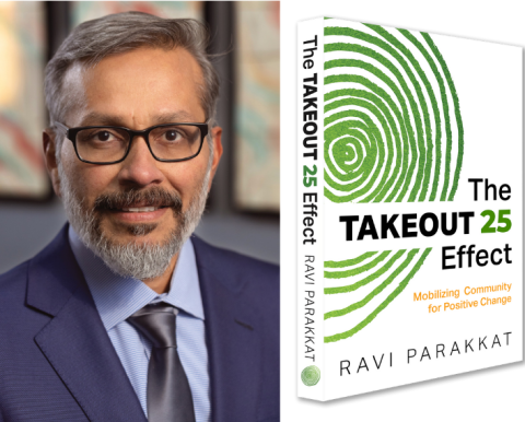 Ravi Parakkat and the cover of us book The Takeout 25 Effect