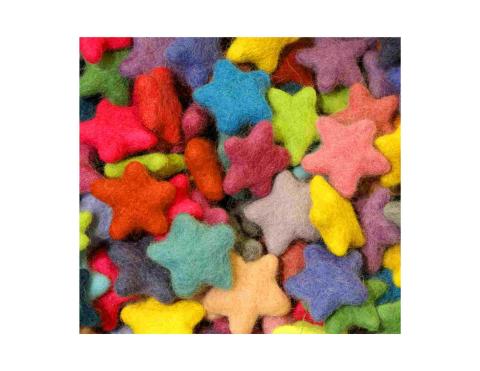 Colorful stars made of fuzzy felt.