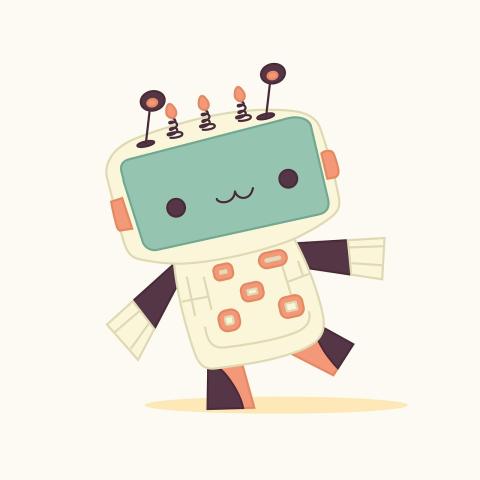 Cartoon illustration of a robot. The robot has one leg slightly raised and looks like it might be dancing.