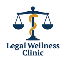blue legal scales with yellow snake wrapped around the middle. Legal Wellness Clinic writtenbelow. 