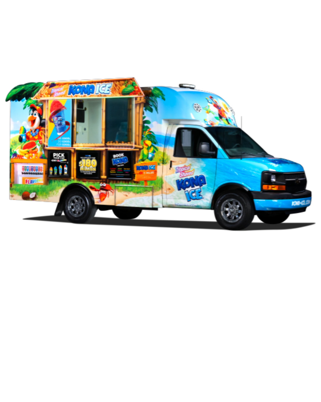 kona ice truck with color graphics