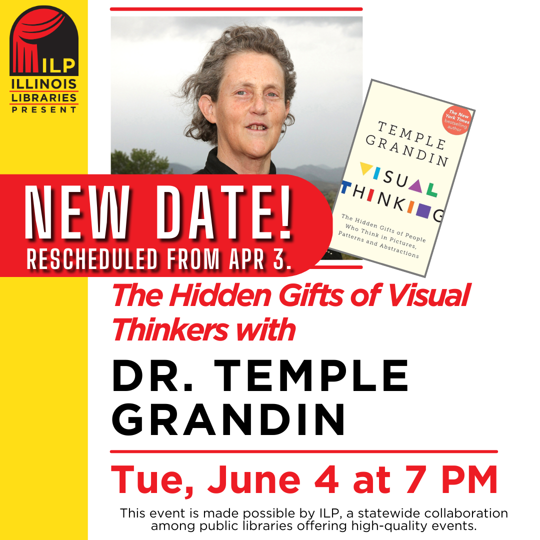 graphic of Temple Grandin and her book