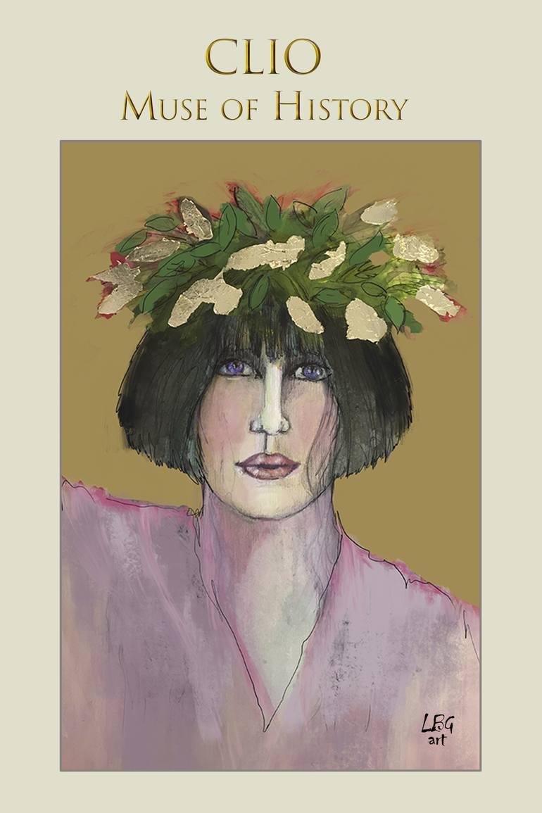 art deco portrait of Clio, Muse of History