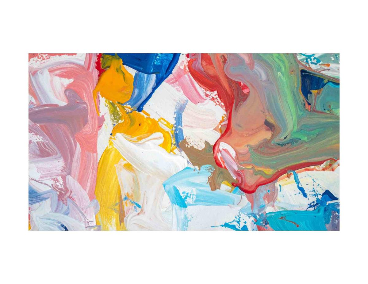 Abstract art featuring various colors and layers of paint.