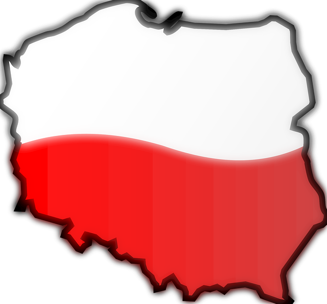 An illustration of the country of Poland in the colors of the Polish flag.
